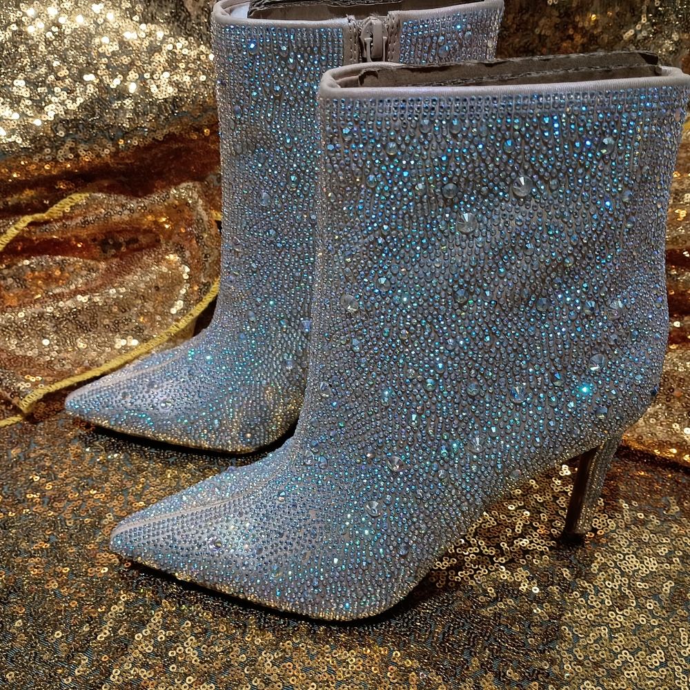 INC International Concepts Sparkling Silver/Cream Heeled Boots